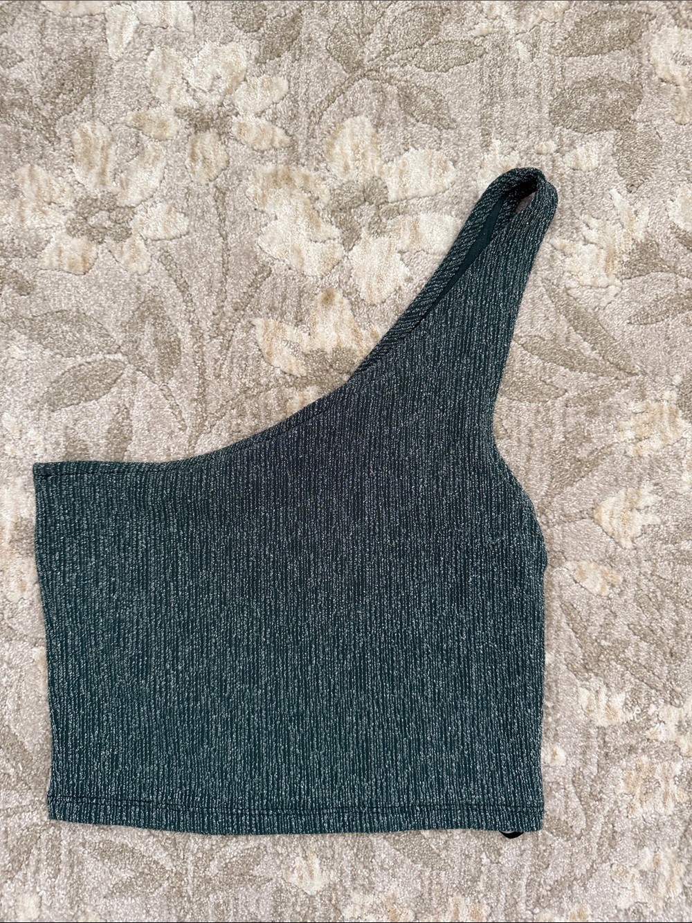 Forever 21 Teal Shimmery One-Shoulder Crop Top